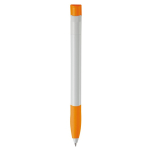 Stylo en plastique blanc avec clip incurvé coloré fabriqué en UE couleur orange quatrière vue