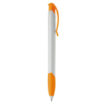 Stylo en plastique blanc avec clip incurvé coloré fabriqué en UE couleur orange cinquième vue