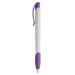 Stylo en plastique blanc avec clip incurvé coloré fabriqué en UE couleur violet