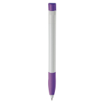 Stylo en plastique blanc avec clip incurvé coloré fabriqué en UE couleur violet quatrière vue