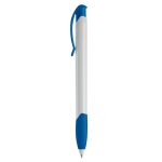 Stylo en plastique blanc avec clip incurvé coloré fabriqué en UE couleur bleu roi