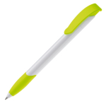 Stylo en plastique blanc avec clip incurvé coloré fabriqué en UE couleur vert clair troisième vue