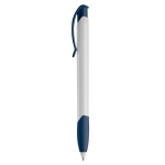 Stylo en plastique blanc avec clip incurvé coloré fabriqué en UE couleur bleu foncé