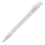 Stylo en plastique fabriqué dans l’UE avec recharge Jumbo, encre bleue couleur blanc