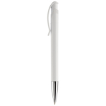 Stylo en plastique blanc avec détails sur le bouton-poussoir couleur blanc