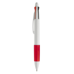 Stylo multifonction 4 en 1 avec poignée colorée couleur rouge
