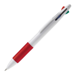 Stylo multifonction 4 en 1 avec poignée colorée couleur rouge troisième vue