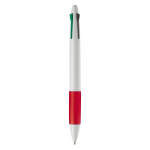 Stylo multifonction 4 en 1 avec poignée colorée couleur rouge quatrière vue