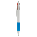 Stylo multifonction 4 en 1 avec poignée colorée couleur blanc/bleu