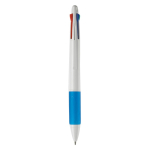 Stylo multifonction 4 en 1 avec poignée colorée couleur blanc/bleu deuxième vue