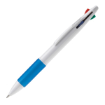 Stylo multifonction 4 en 1 avec poignée colorée couleur blanc/bleu troisième vue