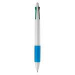 Stylo multifonction 4 en 1 avec poignée colorée couleur blanc/bleu quatrière vue