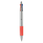 Stylo multifonction 4 en 1 avec poignée colorée couleur rouge foncé deuxième vue