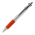 Stylo multifonction 4 en 1 avec poignée colorée couleur rouge foncé troisième vue