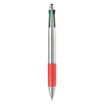 Stylo multifonction 4 en 1 avec poignée colorée couleur rouge foncé quatrière vue