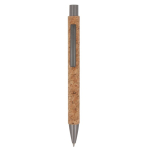 Stylo à bouton-poussoir écologique avec corps en liège durable couleur naturel deuxième vue