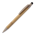 Stylo en bambou et paille de blé avec pointeur coloré couleur noir troisième vue