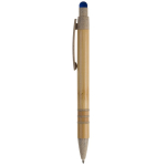 Stylo en bambou et paille de blé avec pointeur coloré couleur bleu