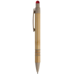 Stylo en bambou et paille de blé avec pointeur coloré couleur rouge
