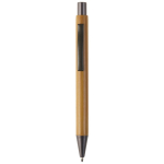 Stylo en bambou avec clip métallique et recharge Jumbo à encre bleue couleur naturel deuxième vue