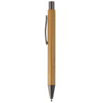 Stylo en bambou avec clip métallique et recharge Jumbo à encre bleue couleur naturel troisième vue