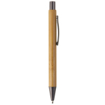 Stylo en bambou avec clip métallique et recharge Jumbo à encre bleue couleur naturel cinquième vue