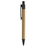 Stylo en bambou et paille de blé avec détails colorés couleur noir