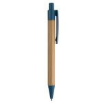 Stylo en bambou et paille de blé avec détails colorés couleur bleu cinquième vue