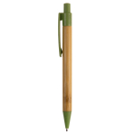 Stylo en bambou et paille de blé avec détails colorés couleur vert
