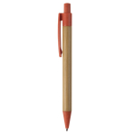 Stylo en bambou et paille de blé avec détails colorés couleur orange