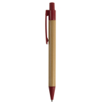 Stylo en bambou et paille de blé avec détails colorés couleur rouge foncé