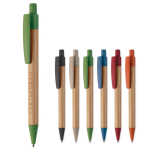 Stylo en bambou et paille de blé avec détails colorés