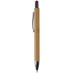 Stylo en bambou avec pointeur coloré pour écran tactile couleur rouge