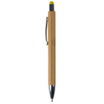 Stylo en bambou avec pointeur coloré pour écran tactile couleur jaune