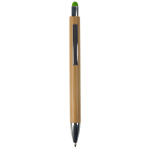 Stylo en bambou avec pointeur coloré pour écran tactile couleur vert deuxième vue