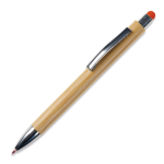 Stylo en bambou avec pointeur coloré pour écran tactile couleur orange troisième vue