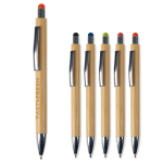 Stylo en bambou avec pointeur coloré pour écran tactile