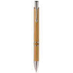 Stylo à bouton-poussoir en bambou avec double anneau argenté au milieu couleur naturel deuxième vue
