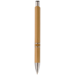 Stylo à bouton-poussoir en bambou avec double anneau argenté au milieu couleur naturel quatrière vue