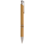 Stylo à bouton-poussoir en bambou avec double anneau argenté au milieu couleur naturel cinquième vue
