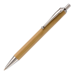 Stylo à bouton-poussoir en bambou et métal avec encre noire couleur naturel