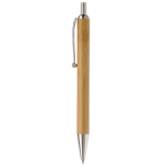 Stylo à bouton-poussoir en bambou et métal avec encre noire couleur naturel troisième vue