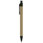 Stylo en papier recyclé avec bouton-poussoir et pointe colorés couleur noir