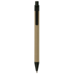 Stylo en papier recyclé avec bouton-poussoir et pointe colorés couleur noir deuxième vue