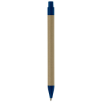 Stylo en papier recyclé avec bouton-poussoir et pointe colorés couleur bleu quatrière vue