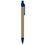 Stylo en papier recyclé avec bouton-poussoir et pointe colorés couleur bleu cinquième vue