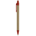 Stylo en papier recyclé avec bouton-poussoir et pointe colorés couleur rouge