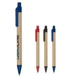 Stylo en papier recyclé avec bouton-poussoir et pointe colorés