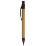 Stylo écologique en bambou avec clip en forme de feuille couleur noir