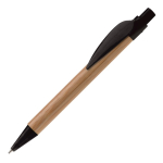 Stylo écologique en bambou avec clip en forme de feuille couleur noir troisième vue
